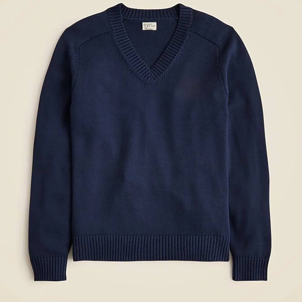 J. Crew || heritage cotton v neck sweater in navy blue